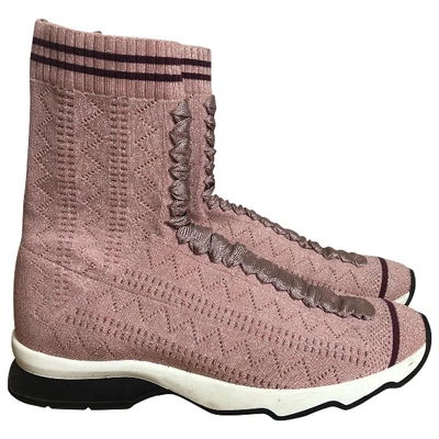 Pre-owned Fendi Cloth Trainers In Pink