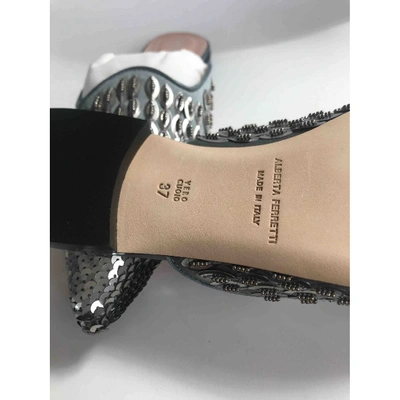 Pre-owned Alberta Ferretti Grey Glitter Sandals