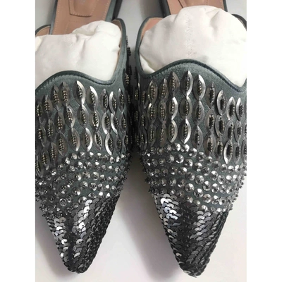 Pre-owned Alberta Ferretti Grey Glitter Sandals