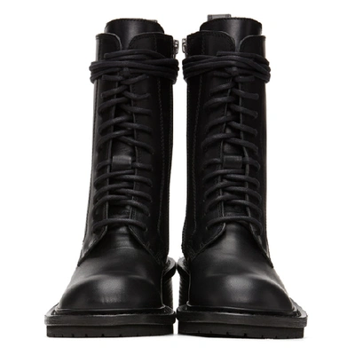 Shop Ann Demeulemeester Black Chunky-heel Combat Boots