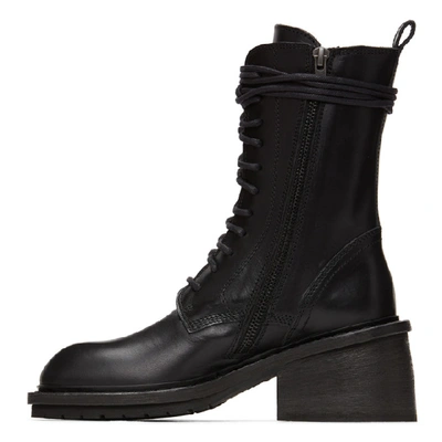 Shop Ann Demeulemeester Black Chunky-heel Combat Boots