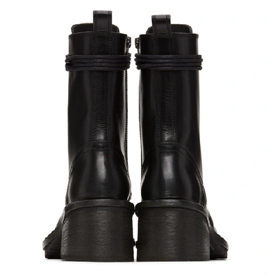 Shop Ann Demeulemeester Black Chunky-heel Combat Boots