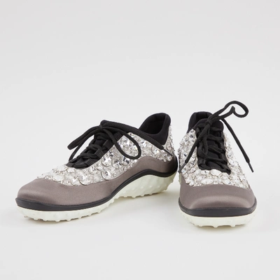 Pre-owned Miu Miu Cloth Trainers In Silver