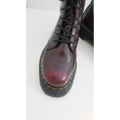 Pre-owned Dr. Martens' Jadon Burgundy Leather Ankle Boots