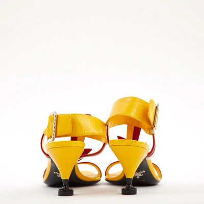 Pre-owned Prada Leather Sandals In Yellow