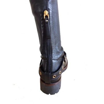 Pre-owned Sergio Rossi Leather Riding Boots In Black