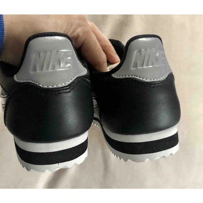 Pre-owned Nike Cortez Leather Trainers In Black