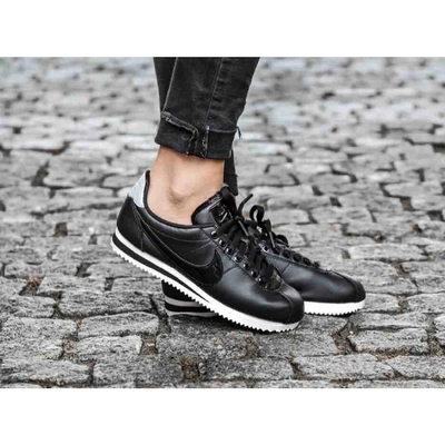 Pre-owned Nike Cortez Leather Trainers In Black