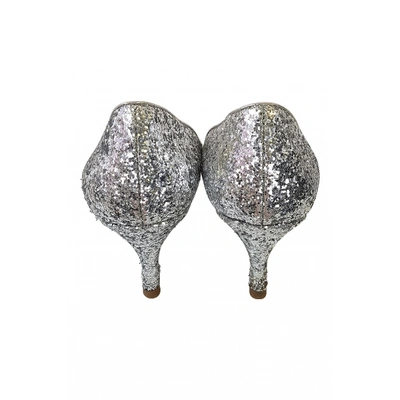 Pre-owned Miu Miu Glitter Heels In Silver