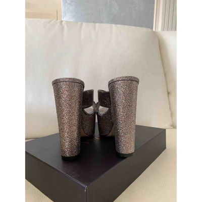 Pre-owned Le Silla Glitter Mules In Grey