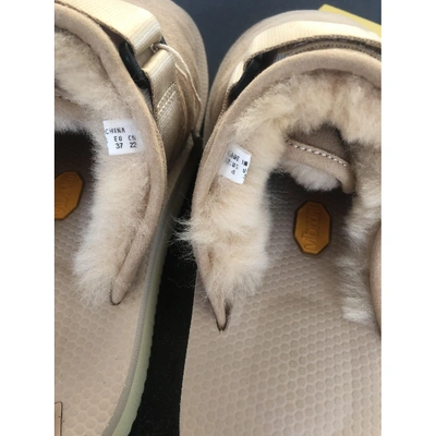 Pre-owned Suicoke Leather Mules In Beige