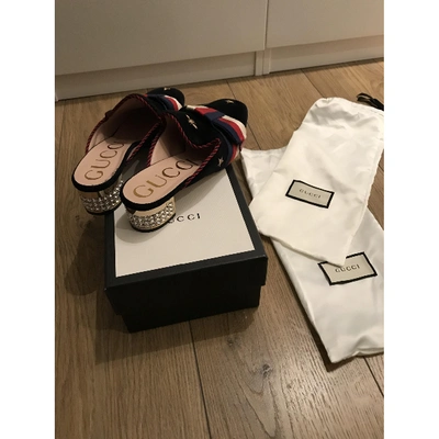 Pre-owned Gucci Black Velvet Flats