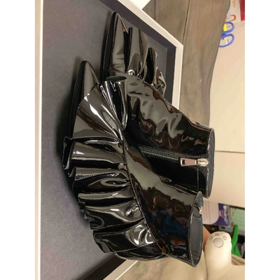 Pre-owned Jw Anderson Patent Leather Ankle Boots In Black