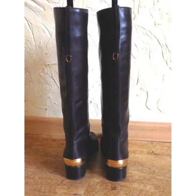 Pre-owned Sergio Rossi Leather Riding Boots In Brown