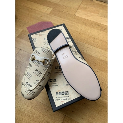 Pre-owned Gucci Princetown Beige Leather Flats