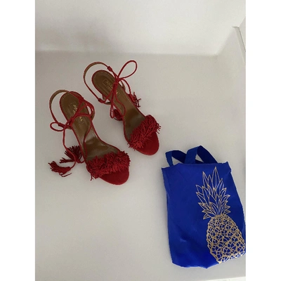 Pre-owned Aquazzura Wild Thing Red Suede Sandals