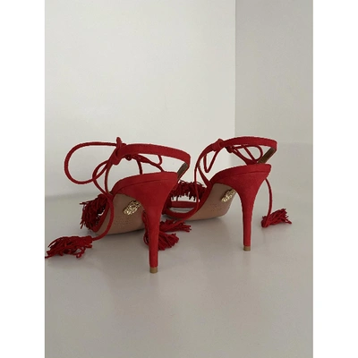 Pre-owned Aquazzura Wild Thing Red Suede Sandals