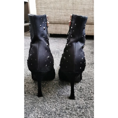 Pre-owned Versace Glitter Ankle Boots In Black