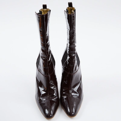 Pre-owned Dolce & Gabbana Patent Leather Boots In Burgundy