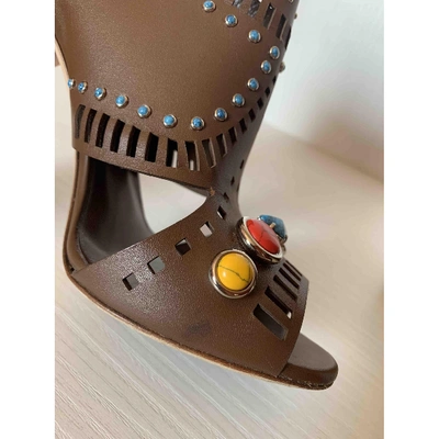 Pre-owned Gucci Leather Sandals In Brown