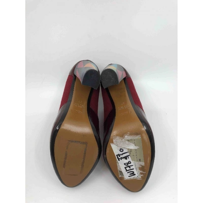 Pre-owned Fendi Cloth Ankle Boots In Burgundy