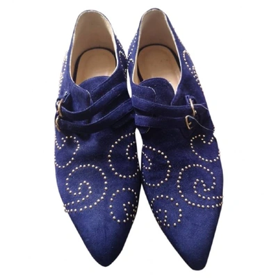 Pre-owned Bionda Castana Leather Flats In Blue
