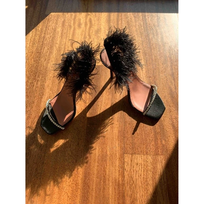 Pre-owned Amina Muaddi Black Cloth Sandals