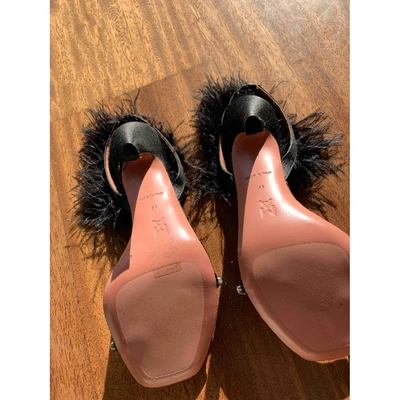 Pre-owned Amina Muaddi Black Cloth Sandals