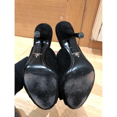 Pre-owned Prada Black Suede Sandals