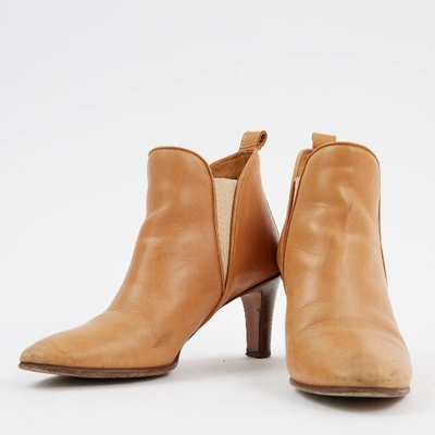 Pre-owned Chloé Leather Boots In Beige
