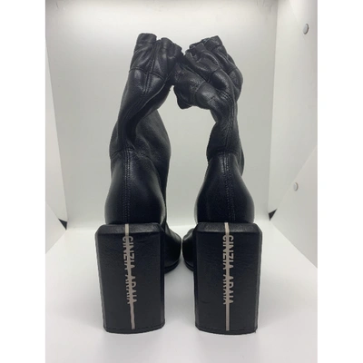 Pre-owned Cinzia Araia Leather Open Toe Boots In Black