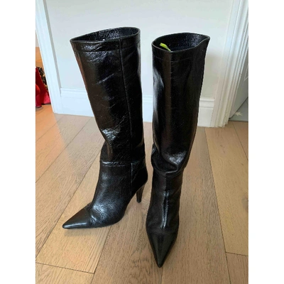 Pre-owned Topshop Tophop  Black Patent Leather Boots