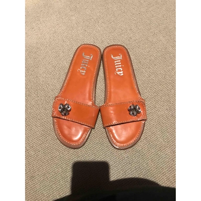Pre-owned Juicy Couture Patent Leather Flats In Orange