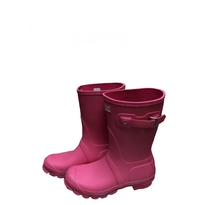Pre-owned Hunter Pink Rubber Boots