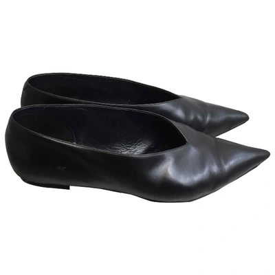 Pre-owned Celine Leather Ballet Flats In Black