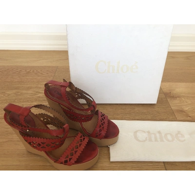 Pre-owned Chloé Leather Sandal In Red