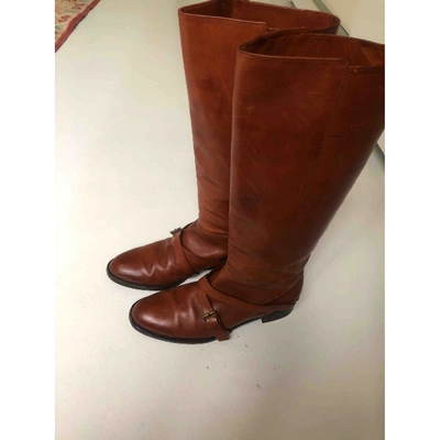 Pre-owned Fratelli Rossetti Leather Riding Boots In Camel