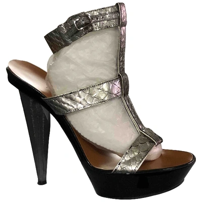 Pre-owned Lanvin Metallic Python Sandals