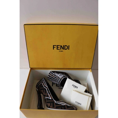 Pre-owned Fendi Ffreedom Cloth Heels In Brown