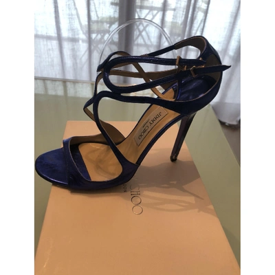 Pre-owned Jimmy Choo Lance Leather Sandal In Navy