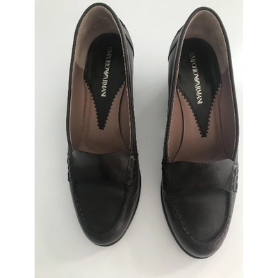 Pre-owned Emporio Armani Leather Flats In Brown