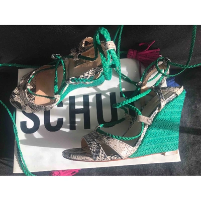 Pre-owned Schutz Leather Sandals In Green