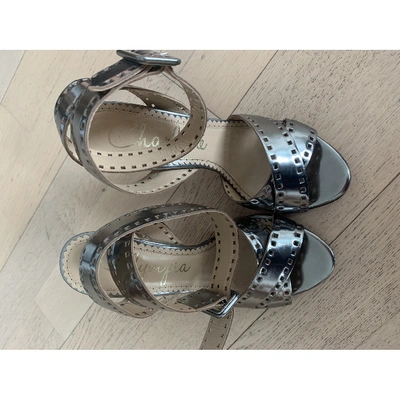 Pre-owned Charlotte Olympia Leather Sandal In Silver