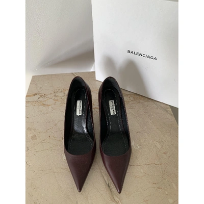 Pre-owned Balenciaga Leather Heels In Burgundy