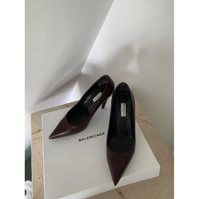 Pre-owned Balenciaga Leather Heels In Burgundy