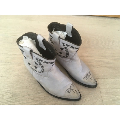 Pre-owned Golden Goose Leather Western Boots In Grey