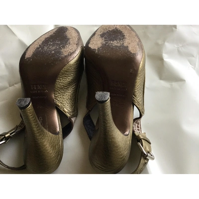 Pre-owned Fendi Leather Sandals In Gold