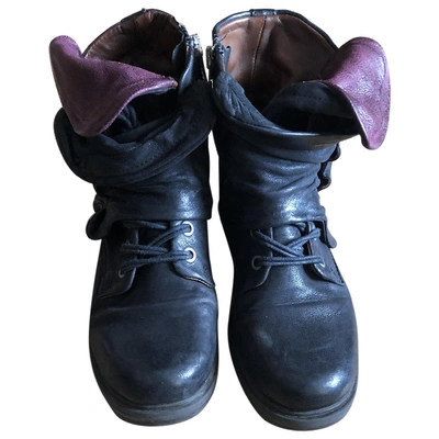 Pre-owned As98 Black Leather Ankle Boots