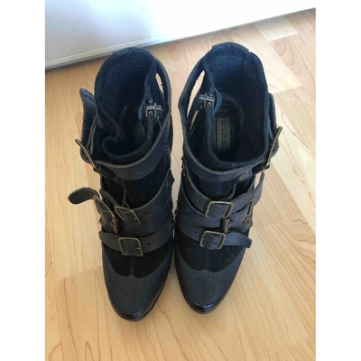 Pre-owned Burberry Black Leather Ankle Boots