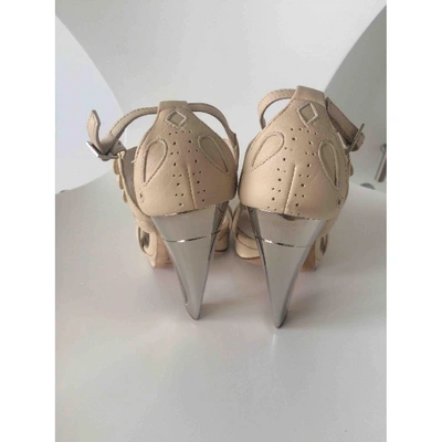 Pre-owned Dior Leather Heels In Beige